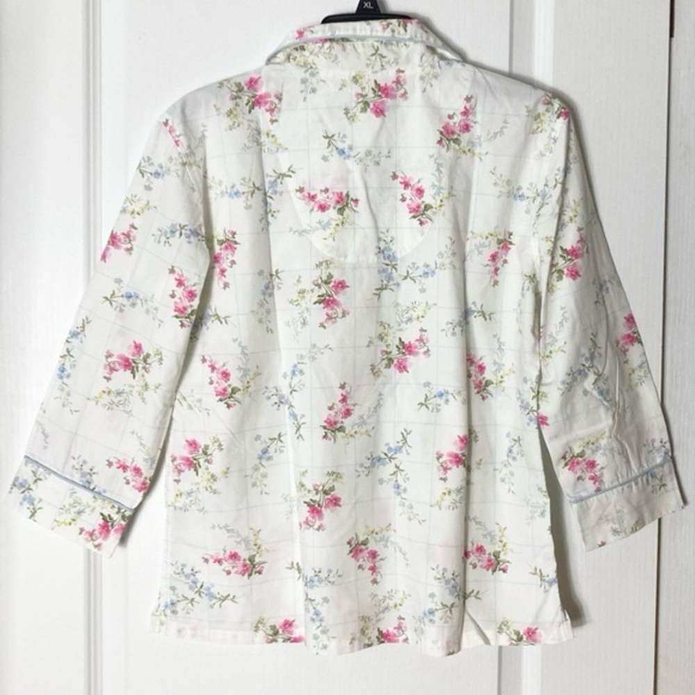 Nwot Lauren Ralph Lauren Floral Printed Pajama Shirt Top Size S Logo Embroidery - Picture 2 of 7